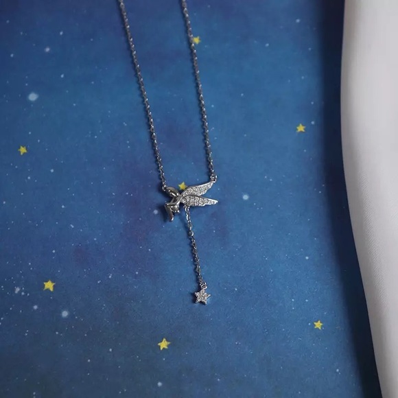 925 Sterling Silver Angel Star Tassel Necklace - Picture 6 of 11